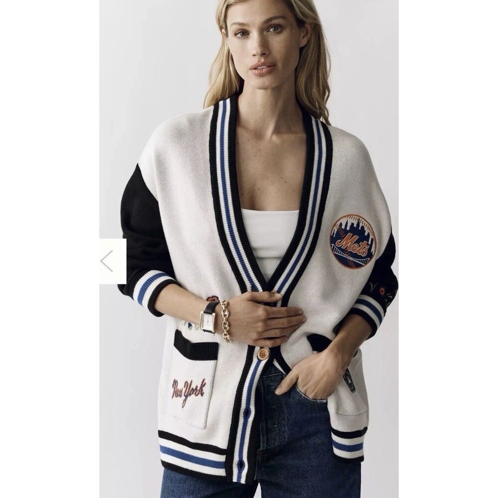 Anthropologie Mitchell & Ness MLB New York Mets Flower Cardigan Jacket XS NWT